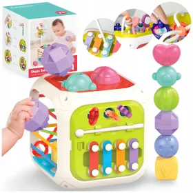    BLOCK SORTER GUMI ELASTIC MULTI MONTESSORI SENSORY CUB 7 az 1-ben