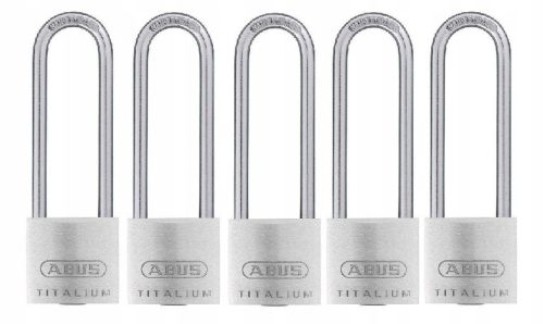 5 db ABUS HOSSZÚ LAKAT KÉSZLET, TITALIUM 64TI/40HB63 EGY KULCSOS RENDSZER