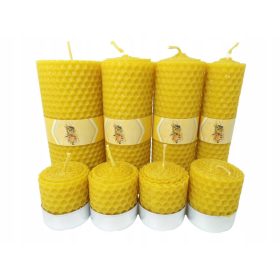   Gyertya - Dekoratív gyertya természetes méhviaszból, mézből és borostyánból, 8 db.