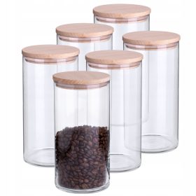   Élelmiszertartó - Üveg fűszertartályok, élelmiszerpor légmentesen zárható fedéllel 1,2 l