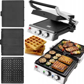    Barbecue, panini, összecsukható, hagyományos elektromos grill ECG KG2033 ezüst/szürke 2000 W