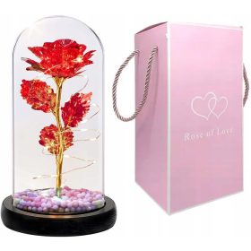   Virág dekoráció - ÖRÖK RÓZSA ÜVEGBEN, IZZÓ LED, VALENTIN-NAPI AJÁNDÉKÖTLET - 5 SZÍN