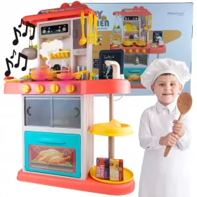    Nagy gyerekkonyha 72 cm-es csaptelep gőzégők + ételtartozékok