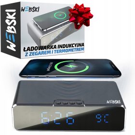   Óra - Webski ébresztőóra, fekete, szürke árnyalatok, ezüst, 15 cm