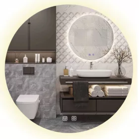   Fürdőszoba tükör - Tutumi fali tükör, kör, műanyag keret, 700 x 700 mm