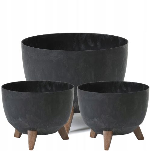 Virágcserepek - 2× Lamela virágcserép 24,2 cm x 24,2 x 15 cm átmérő 24,2 cm műanyag fekete + Lamela virágcserép 29,2 cm x 29,2 x 18,3 cm átmérő 29,2 cm műanyag fekete