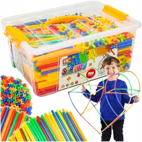    KREATÍV SZALMA KÉSZLET Építőblokkok Csövek Box 800 db.