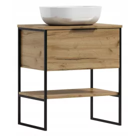   KUBA 60 szabadon álló fürdőszobai szekrény asztallapos mosdóval, ipari szekrény