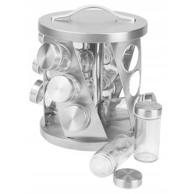   Élelmiszertartó - FŰSZERTARTÁLYOK FORGÓ FŰSZERÁLLVÁNY 12 tégely, acél