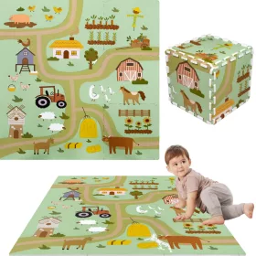    OKTATÁSI HABSZŐNYEG HABPUZZLE VASTAG UTCÁK FARM VIDÉKI ÁLLATOK