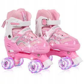    Gyermek görkorcsolya világító kerekekkel, állítható 32-37 Pink méretben