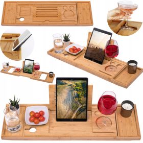   Fürdőszoba polc - BAMBUSZ TÁLCA NAGY ÁLLÍTHATÓ BAMBUSZ TÁLCA