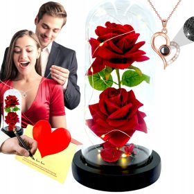   Virág dekoráció - IGAZI ÖRÖK RÓZSA DOBOZBAN HOLO NYAKKÉS VALENTIN-NAPI AJÁNDÉK
