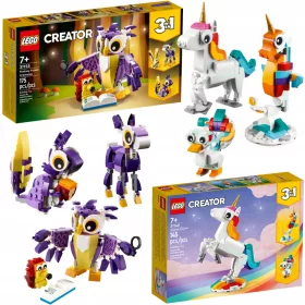    LEGO Creator 3 az 1-ben 31125 fantasztikus erdei lény + LEGO Creator 3 az 1-ben 31140 mágikus egyszarvú