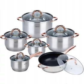   Edénykészletek - Kinghoff Rose Gold edénykészlet, rozsdamentes acél, 12 db.