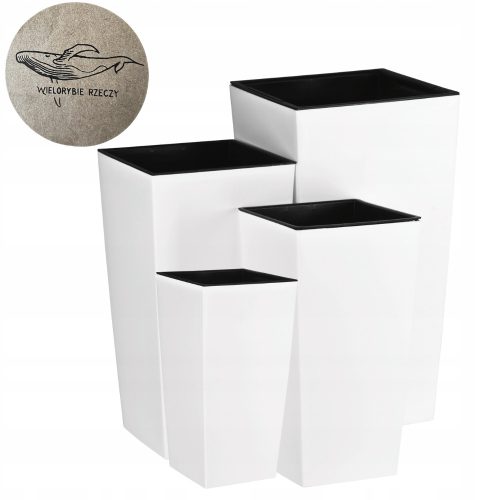  4× Virágcserép bálnadolgok 24 cm x 24 x 45 cm fehér műanyag