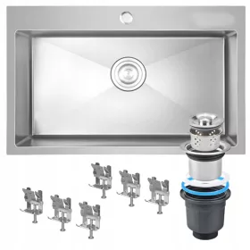   Egytálos mosogató KONYHAI MOSOGATÓ INOX ACÉL 65x45 cm Fekete acél mosogató