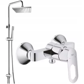   Falra szerelhető Omnires UNI króm + Grohe BauLoop falra szerelhető egykaros króm zuhanycsaptelep