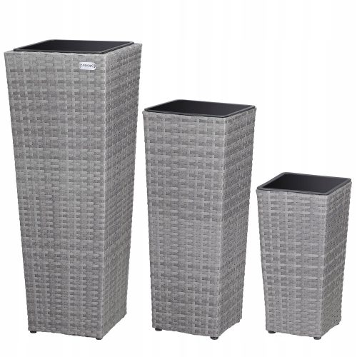  Casaria virágcserép 29 cm x 29 x 80 cm, műanyag, szürke és ezüst árnyalatai