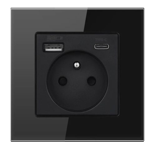 Elektromos aljzat, fali USB BarON fekete