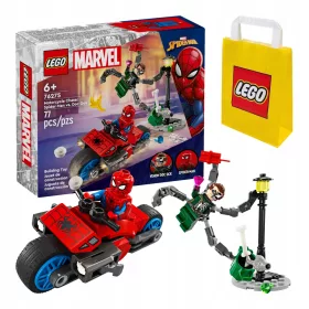    LEGO Super Heroes 76275 motoros üldözés: Pókember vs. Doc Ock + Papírtáska LEGO 6315786 sárga 24x8x18 cm