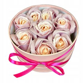   Virág dekoráció - Szappan virágok Flowerbox fekete kerek - szappanrózsák