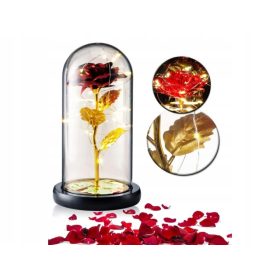   Virág dekoráció - ÖRÖK RÓZSA ÜVEGBEN, IZZÓ LED KARÁCSONYI AJÁNDÉKÖTLET