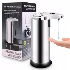   Martom érintésmentes, padlón álló szappanadagoló, 200 ml, szürke és ezüst árnyalatai