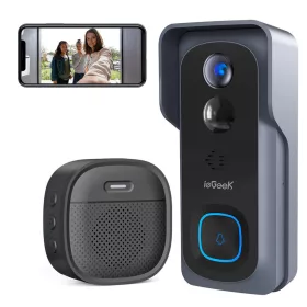   VEZETÉK NÉLKÜLI KAJTÓKAMERA VIDEO INTERPHONE WIFI 2K 3MP 1296P IP65 Fekete