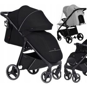    Carrello Bravo Pure Black babakocsi + esővédő a Caretero babakocsihoz