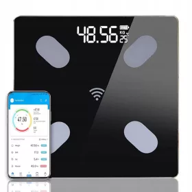   SMART SLIM ELEMZŐ FÜRDŐSZOBAI MÉRLEG 180 KG ELEKTRONIKUS 25 az 1-ben ÜVEG IOS