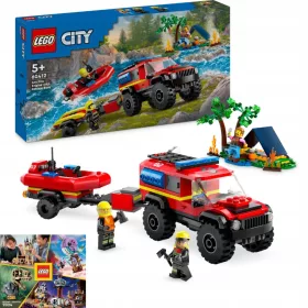    60412 4X4 Tűzoltóautó MENTŐHAJÓVAL + LEGO KATALÓGUS 2024 ÚJ