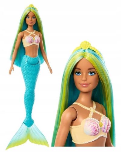  BARBIE MERMAID BABA, türkiz farok, türkiz és sárga haj HRR03