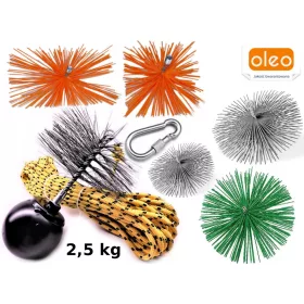   Kéménytisztító készlet. Golyó 2,5 kg 12 m fém/PVC kefe
