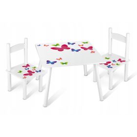  Gyerekasztal + 2 szék Pillangómintás