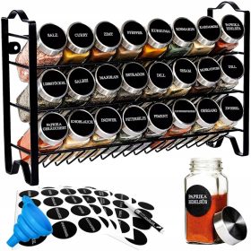   Élelmiszertartó - HERMETIKUS FŰSZERTÁROLÓ TÁROLÓK 24 DARAB + NAGY ÁLLVÁNY