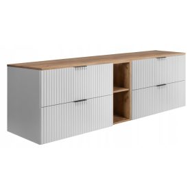    Falra akasztható fürdőszobai szekrény mosdóhoz 180 cm-es fehér barázdált előlapok munkalap!