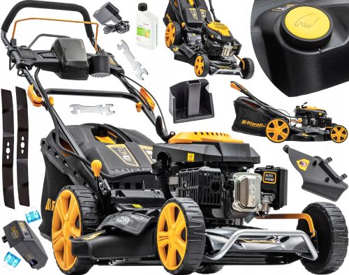  Riwall benzines fűnyíró kosárral, 196 cm³ kapacitással. kosár 70 l, vágási szélesség 53 cm + Honda HONDA 4T 0,6 l 10W-30