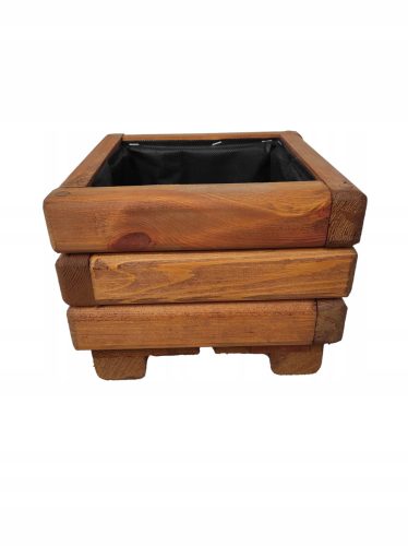  ZPD virágcserép 25 cm x 25 x 20 cm, fa, szürke és ezüst árnyalatai