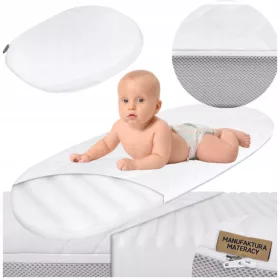   Manufaktura Matraces Matrac gondolához 76x35 közepes szilárd 76x35x3,5 cm + ék gondolához Manufaktura Materacy fehér 38 x 30 x 7,5 cm