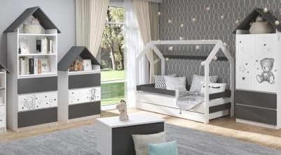  Gyerekágy HOME BABY BOO 180x80 + fiók + matrac SIMA FEHÉR