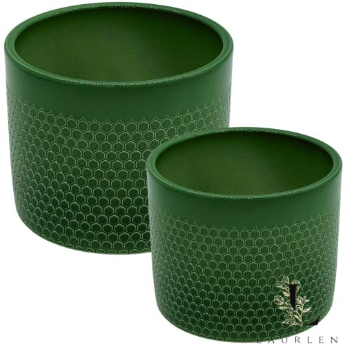 Virágcserepek - Gyászoló virágcserép 15,5 cm x 17,4 x 15,5 cm átmérő 17,4 cm kerámia zöld árnyalatok
