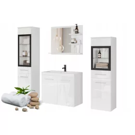   Fürdőszobabútor garnitúra mosdóval 60 2x tükör szekrény + polcok