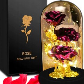   Virág dekoráció - ÖRÖK RÓZSA ÜVEGBEN RAJÓ LED VALENTIN-NAPI AJÁNDÉK CSARÁTNŐ FELESÉGEKNEK