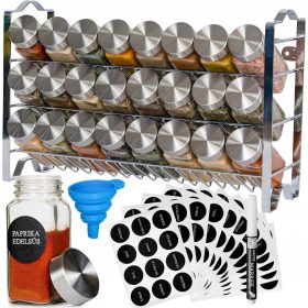   Élelmiszertartó - FŰSZERTARTÁLYOK SZERVEZŐ POLCOS TÉRKŐ 24 DB 120 ML + TARTOZÉKOK