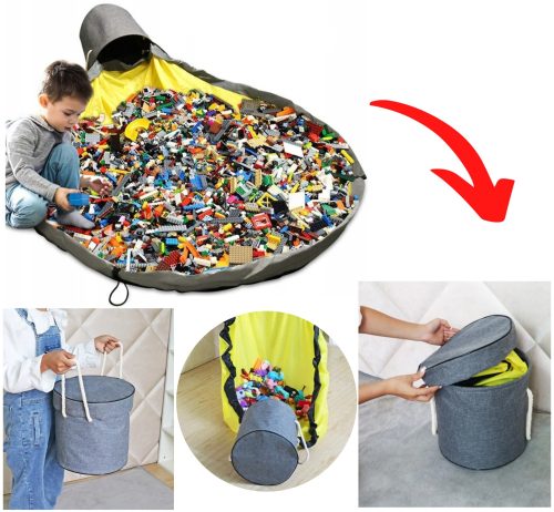  Táskatartó LEGO játékokhoz Gyerekszőnyeg 2 az 1-ben 150 cm 20 literes nagy űrtartalom
