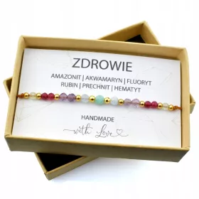    Női egészségügyi talizmán karkötő akvamarin hematit természetes kő 14k