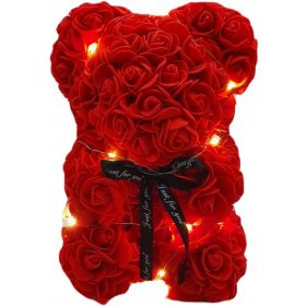   Virág dekoráció - MEDVE RÓZSÁVAL NŐI AJÁNDÉK A VIRÁGOS DOBOZÁHOZ LED