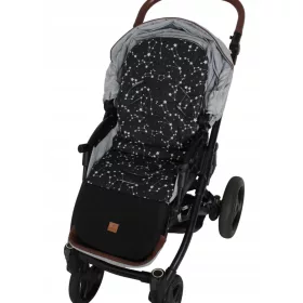  Fekete babakocsi betét csillagokkal, XXL betét, 100 cm