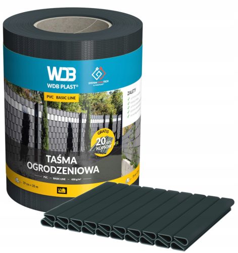 Bradas kerítésszalag 19 cm x 35 m szürke